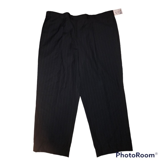 Emanuel Ungaro Black Striped Wool Dress Pants Big & Tall Men - NWT - Picture 1 of 7